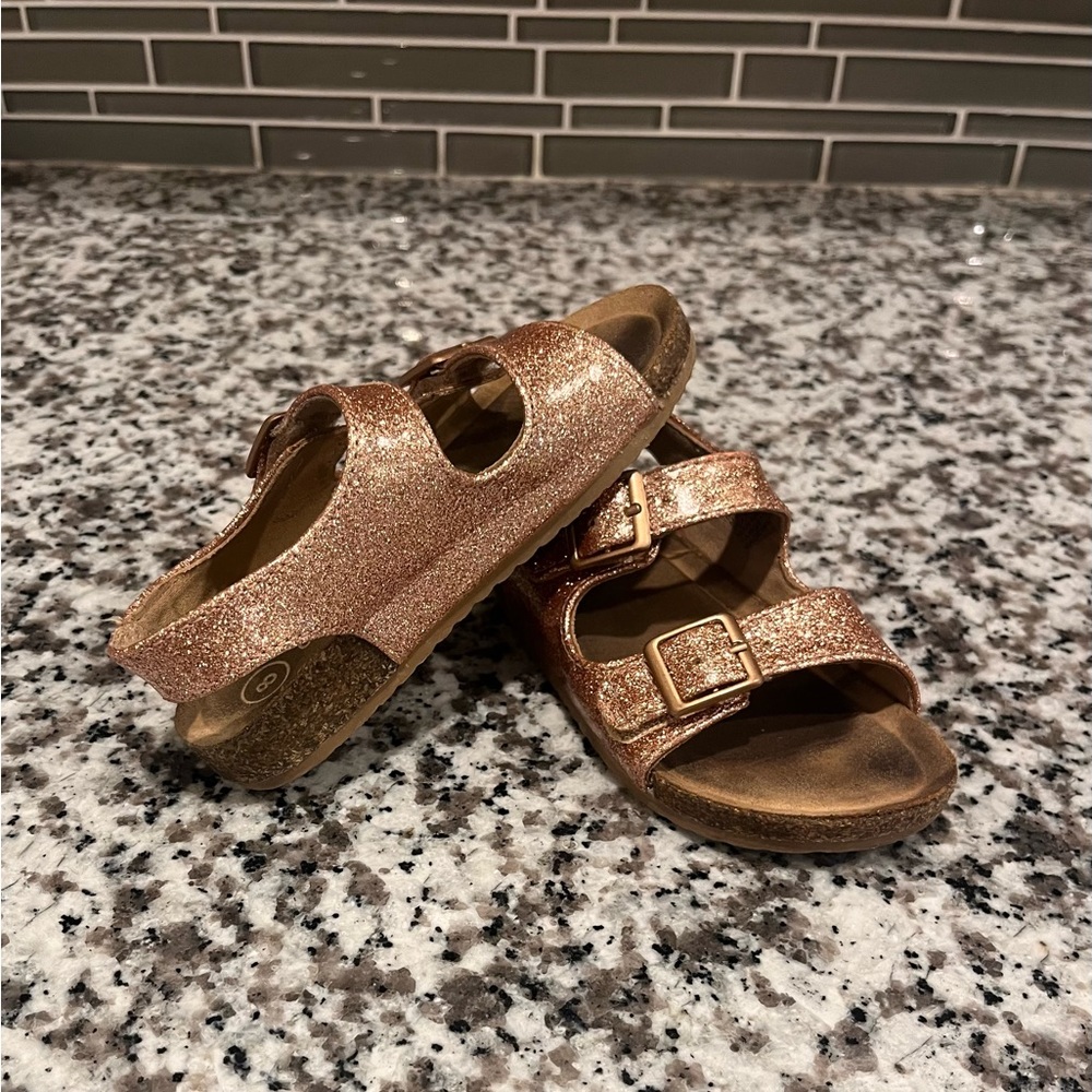 GUC Cat and Jack glitter velcro sandals 8 girls